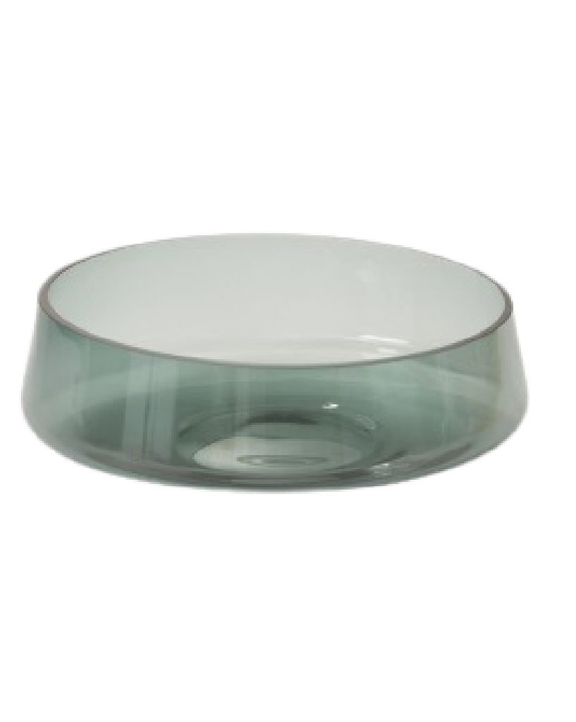 WAVE GLASS BOWL GRAYISH GREEN 8.5''X3''