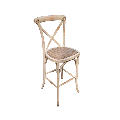 SILLA DE BAR CROSSBACK VINTAGE BLANCA