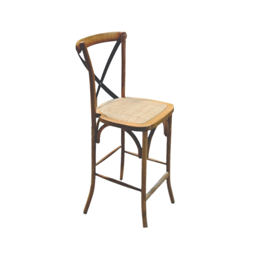 BAR CHAIR CROSSBACK NAT. WITH X BLACK