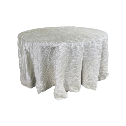 SATIN RUFFLED TABLECLOTH WHITE 60''