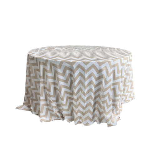 MANTEL CHEVRON DORADO CON BLANCO