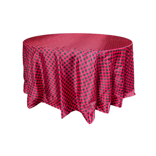 POLKA DOT TABLECLOTH RED AND BLACK ROUND