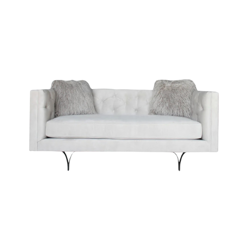 SOFA CANCILLER 2P EN TELA GRISY PATAS NEGRAS