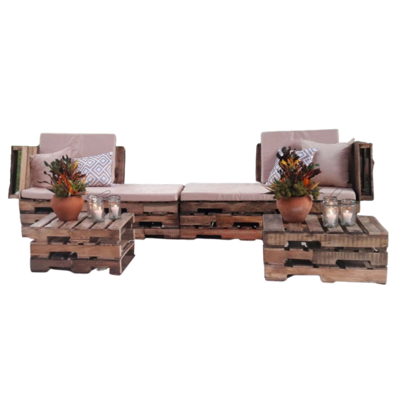 JGO. MUEBLE EN PALETA CON FORMA L+COJINES