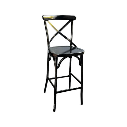 SILLA DE BAR CROSSBACK NEGRA EN METAL