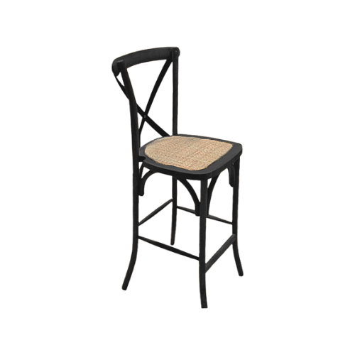 SILLA DE BAR CROSSBACK COLOR NEGRO EN MADERA
