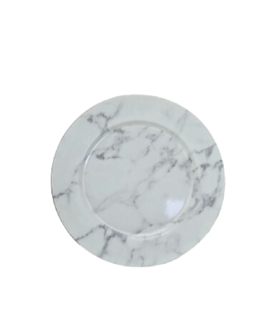CHARGER PLATE WHITE MARBLE