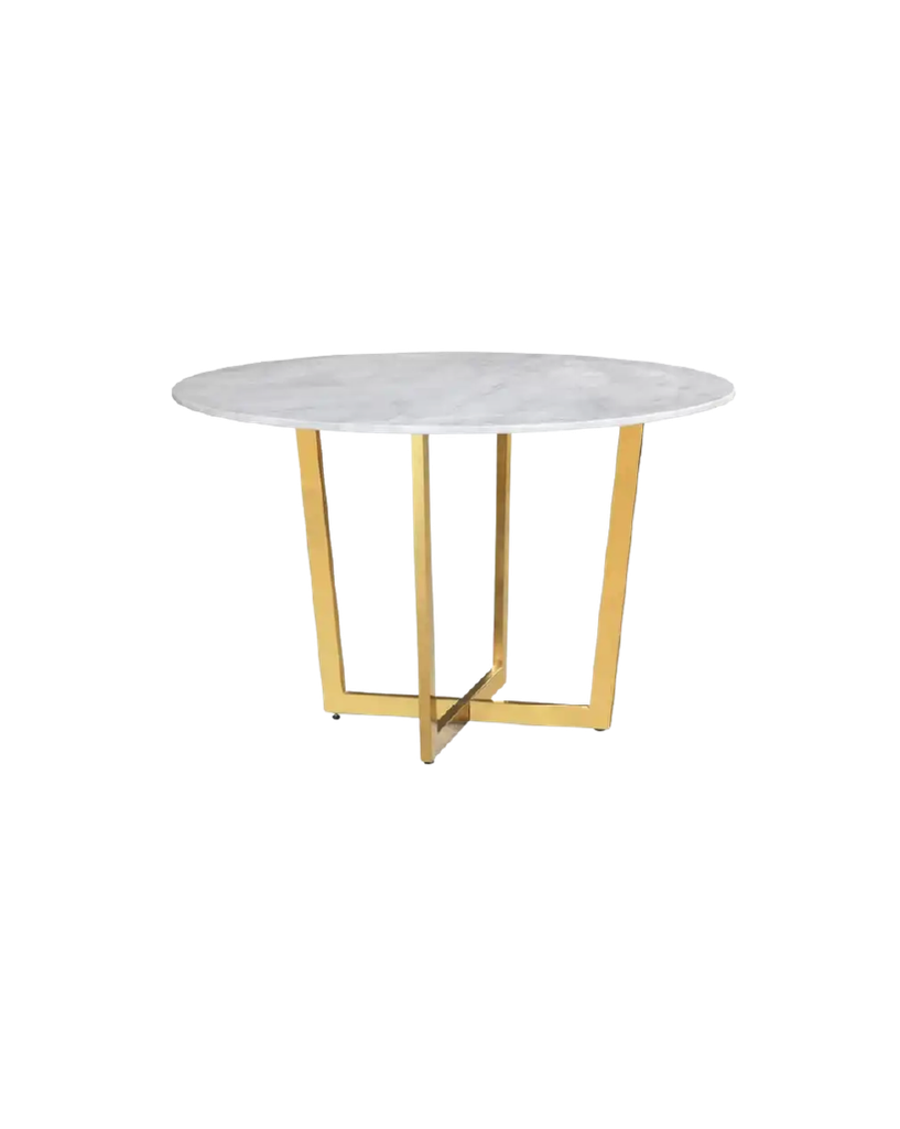 MESA RED. MARIANA TOPE EN MARMOL CON PATAS DORADAS 51''X30''