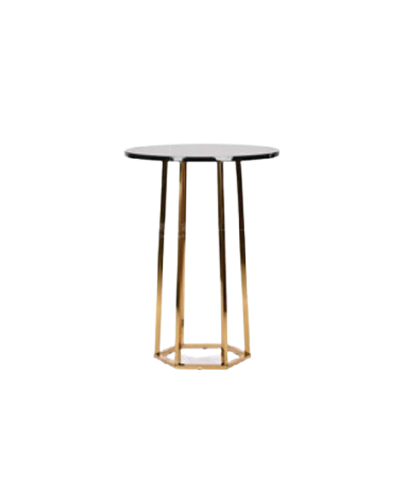 MESA DE BAR HEXAGONAL DORADA 24''X43''H