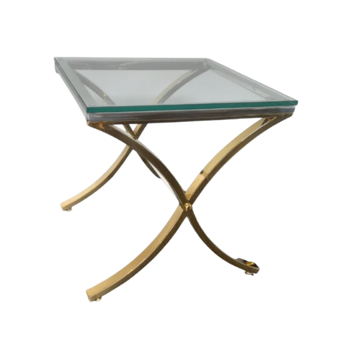 MESA LATERAL  CUAD. BASE DORADA