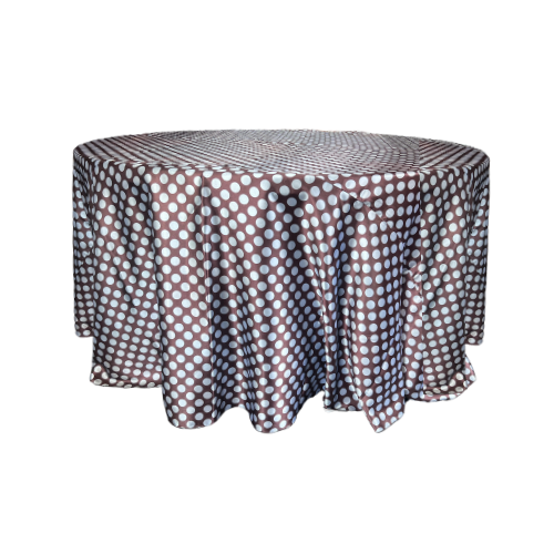 MANTEL MARRON CON LUNARES BLANCOS