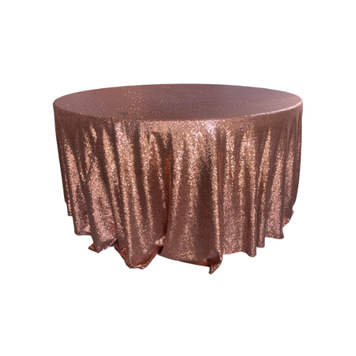 SEQUIN TABLECLOTH ROSE GOLD ROUND 120''