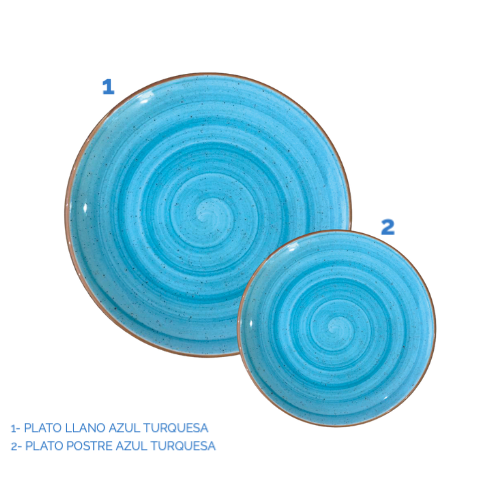 PLATO POSTRE AZUL TURQUESA