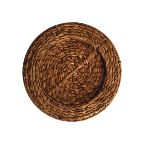 PLATO BASE EN MIMBRE REDONDO OSCURO