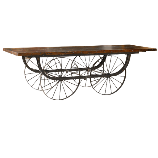 CART-STYLE IRON AND WOOD TABLE