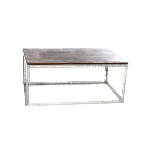 MESA DE CENTRO EN HIERRO Y MADERA 48X30