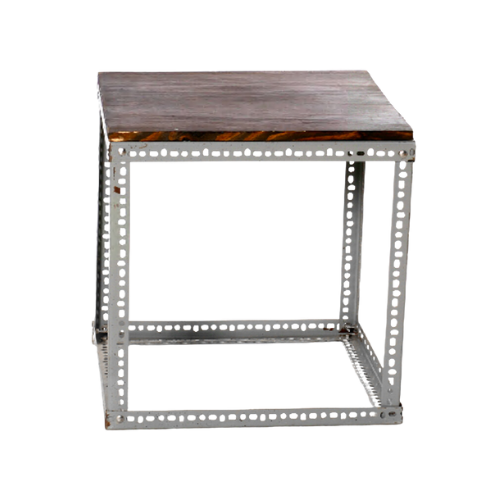 MESA DE CENTRO HIERRO Y MADERA 22X22