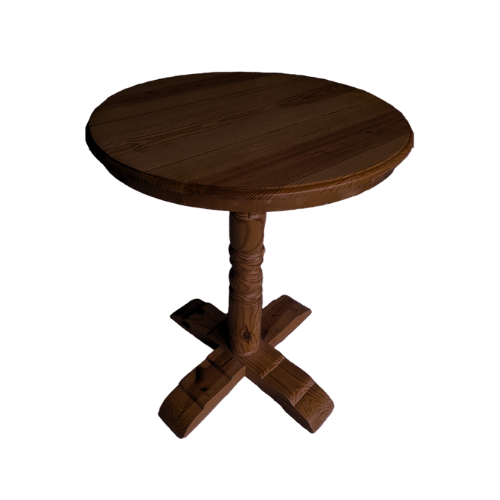 MESA DE BAR PATA TORNEADA MARRÓN 35X40