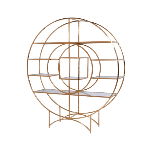 ESTANTE GATSBY CIRCULAR DORADO 71''X175''X79''H