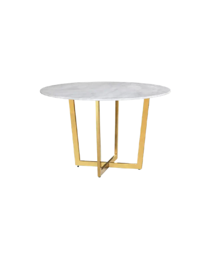 MESA RED. MARIANA TOPE EN MARMOL CON PATAS DORADAS 51''X30''