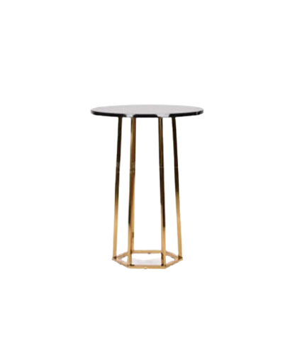 MESA DE BAR HEXAGONAL DORADA 24''X43''H